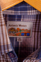 70er Westernhemd blau kariert