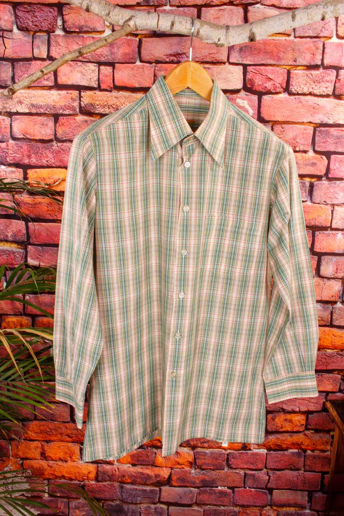 70s Schiesser Hemd grün kariert