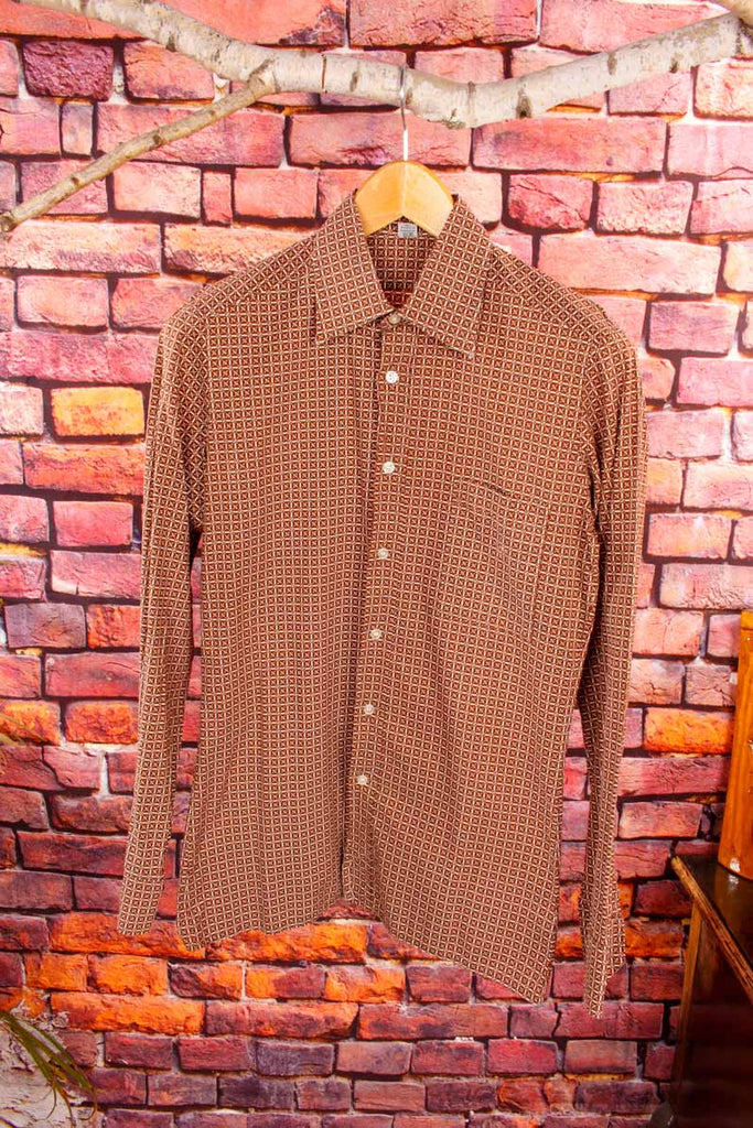 70s Baumwolle Hemd braun Muster