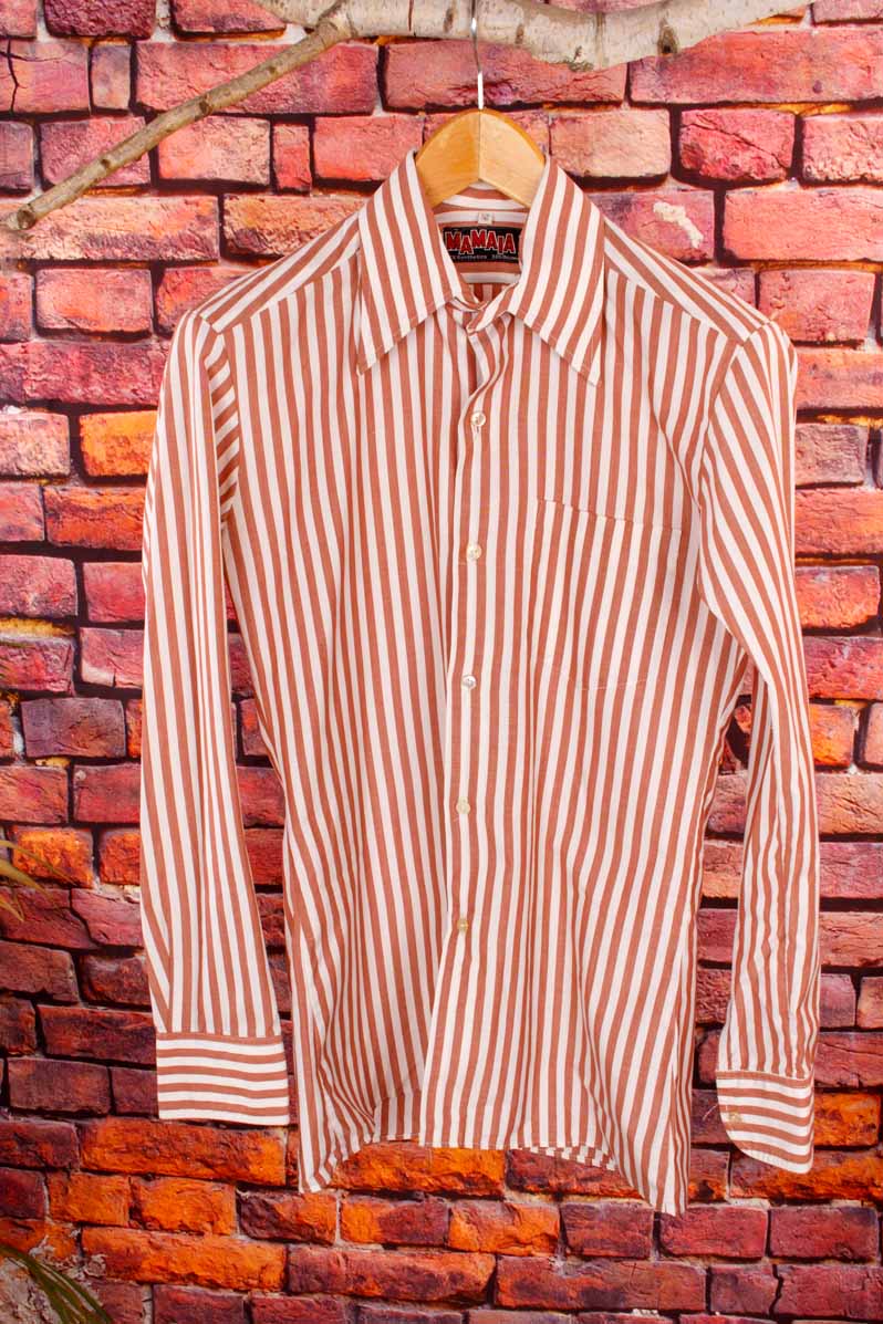 70s Baumwolle Hemd braun Streifen