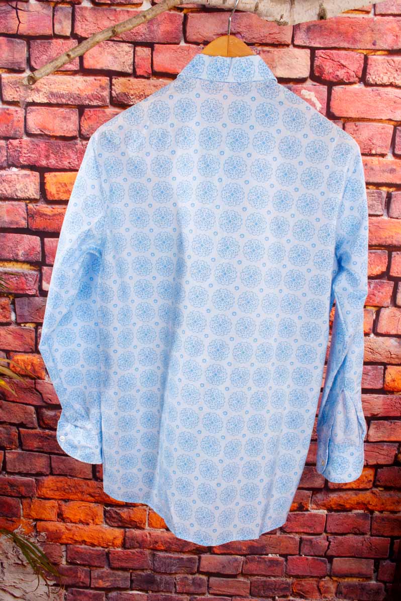 70s Hemd blau Muster