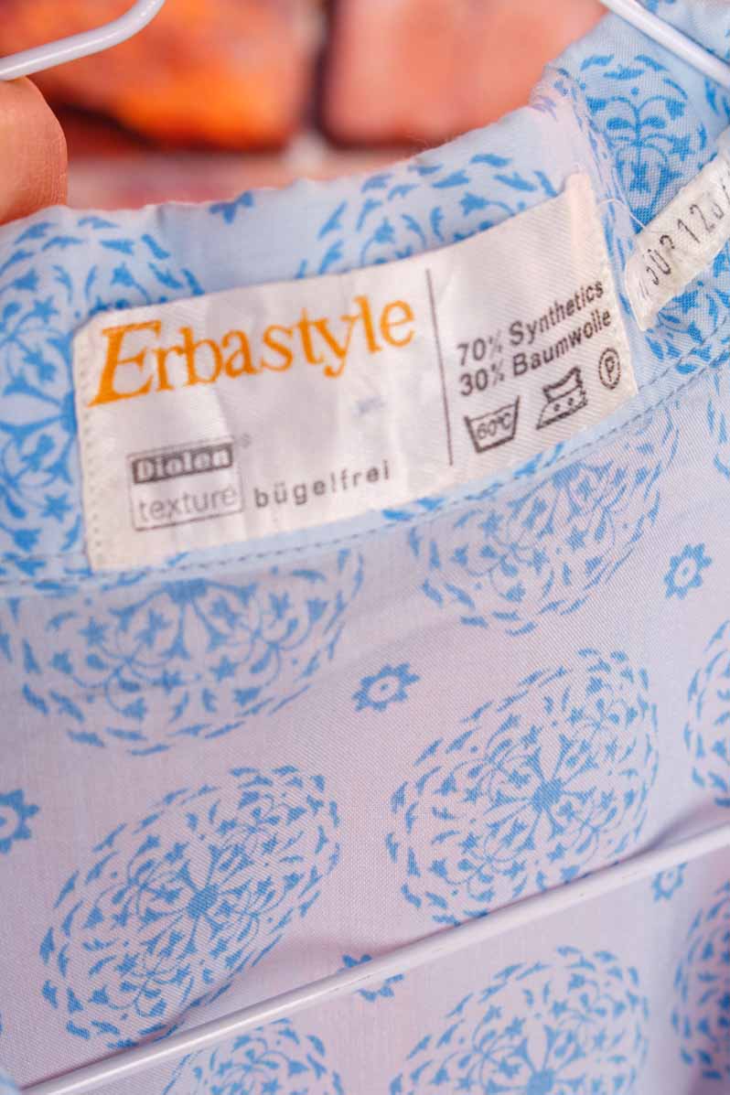 70s Hemd blau Muster
