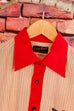 70s Kurzarm Hemd rot Streifen