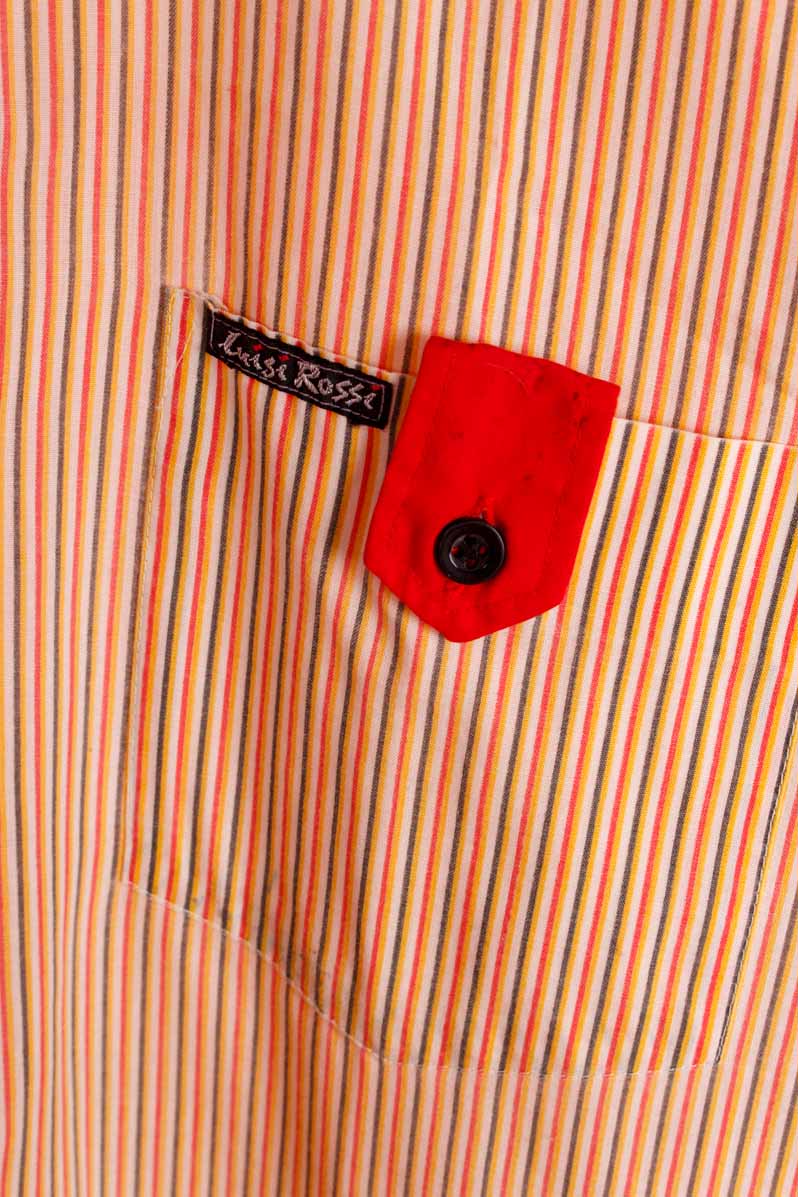 70s Kurzarm Hemd rot Streifen