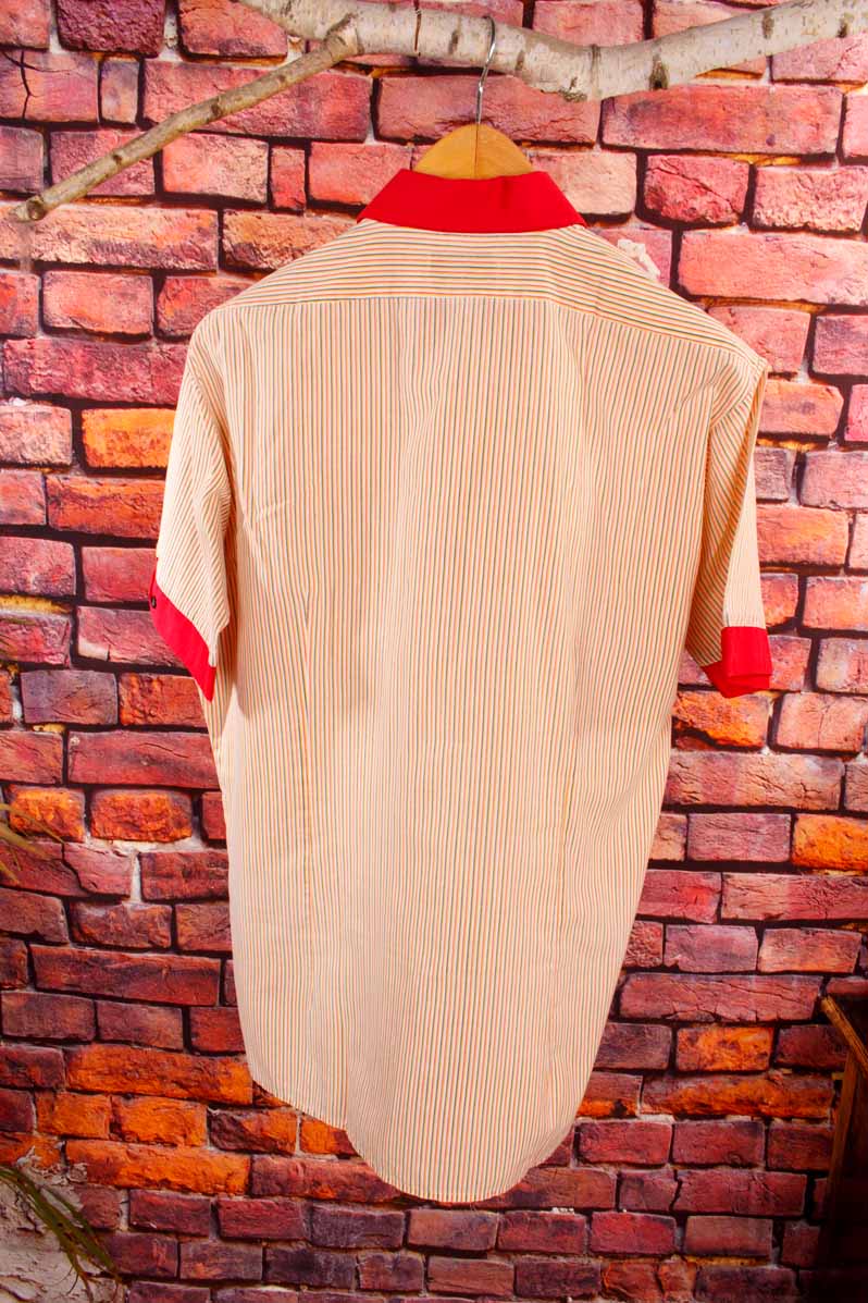 70s Kurzarm Hemd rot Streifen