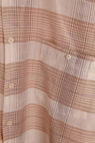 Boho Hemd kragenlos beige kariert