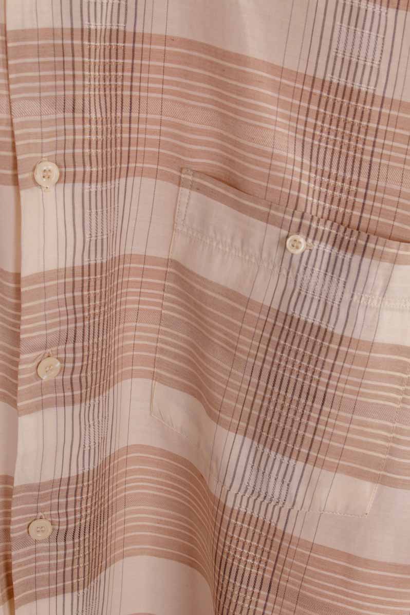 Boho Hemd kragenlos beige kariert