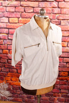 90s Poloshirt beige Leinenmix