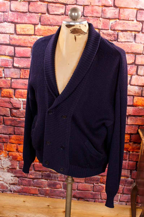 Vintage Cardigan marine Wollmix