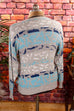 80er Jahre Pullover blau grau