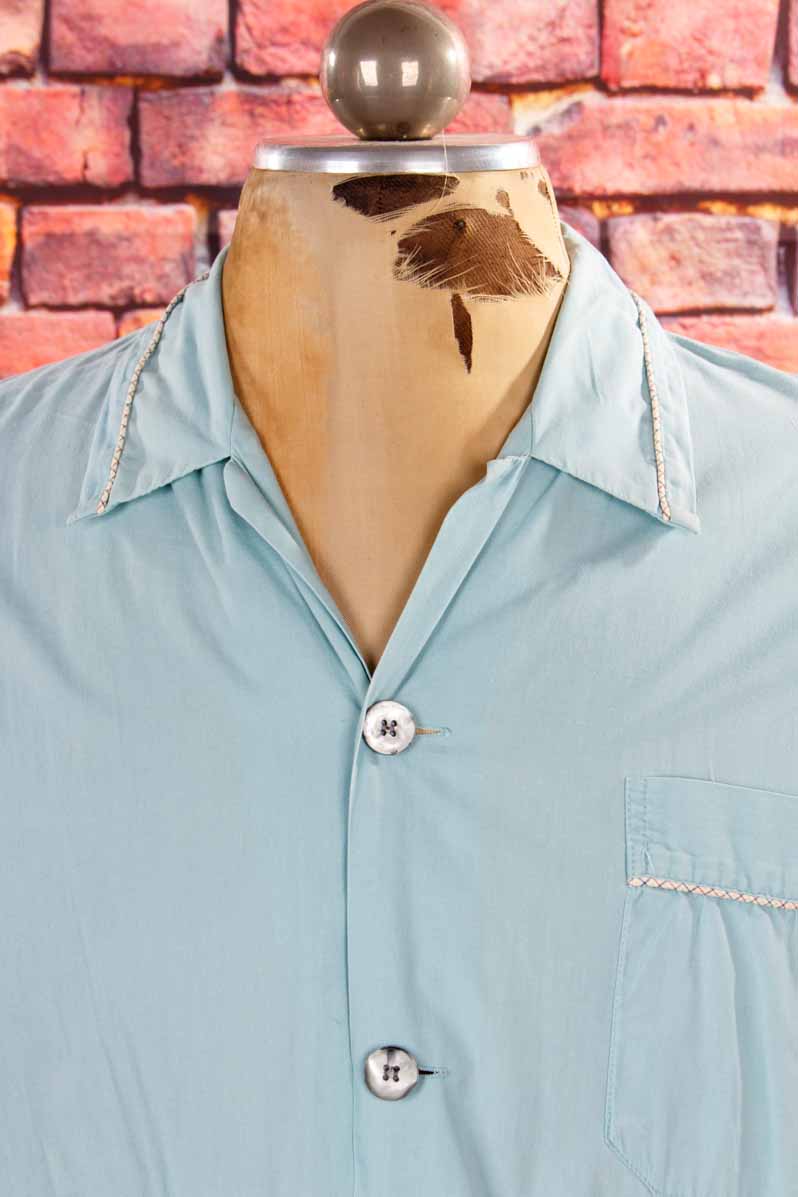 60s Nachthemd Shirt taubenblau