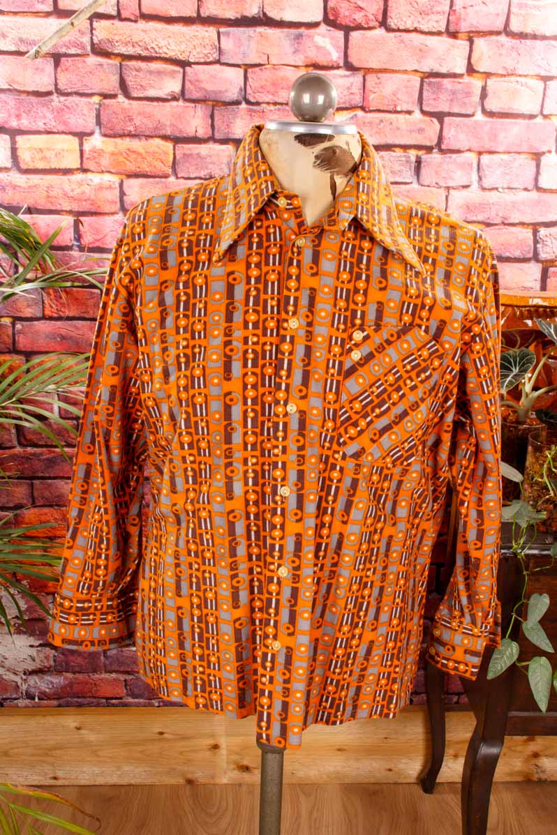 70s Velours Cord Hemd orange