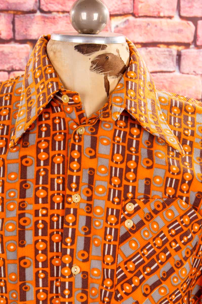 70s Velours Cord Hemd orange