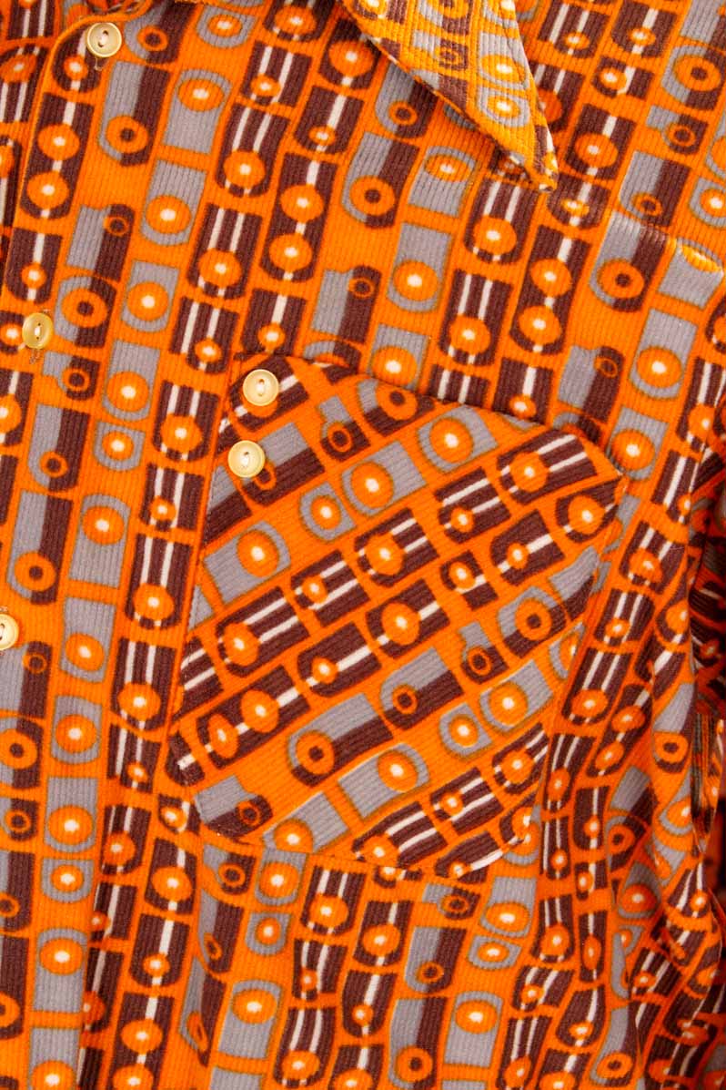 70s Velours Cord Hemd orange