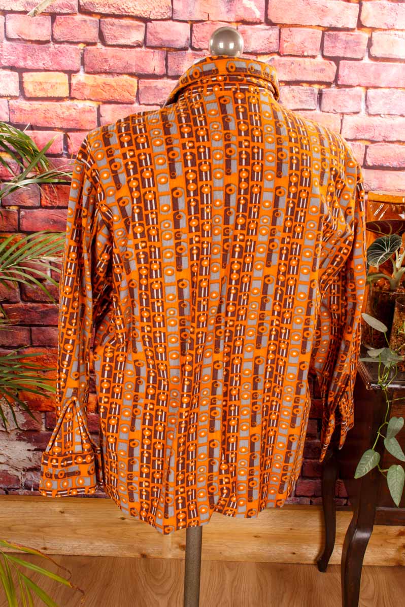 70s Velours Cord Hemd orange