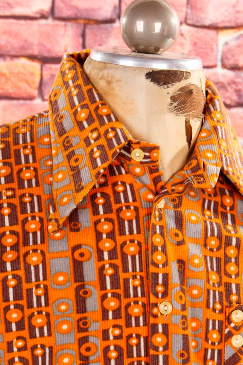 70s Velours Cord Hemd orange