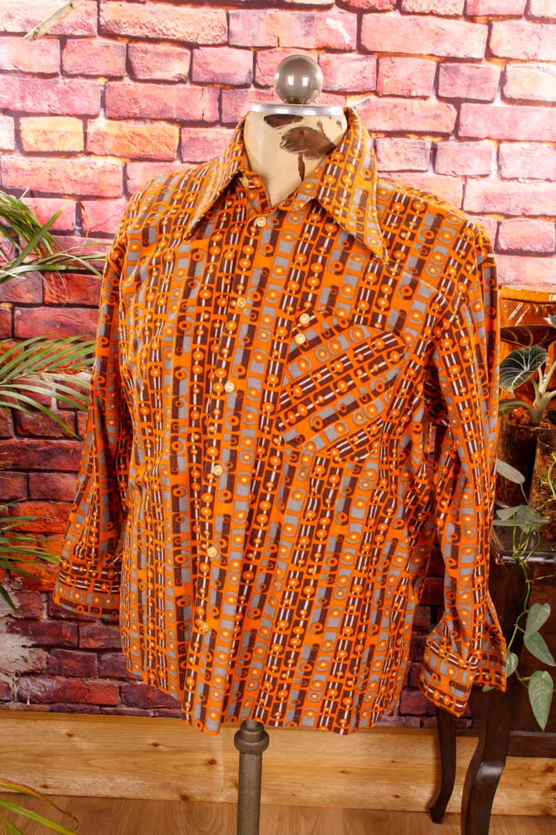 70s Velours Cord Hemd orange