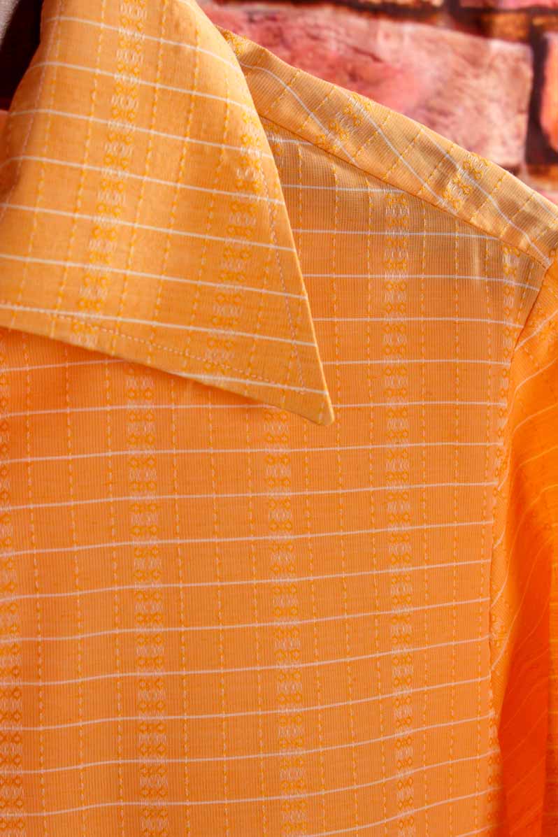 70s Hemd orange kariert