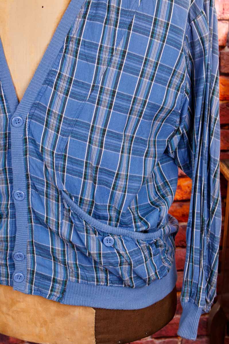 80s Blouson blau kariert