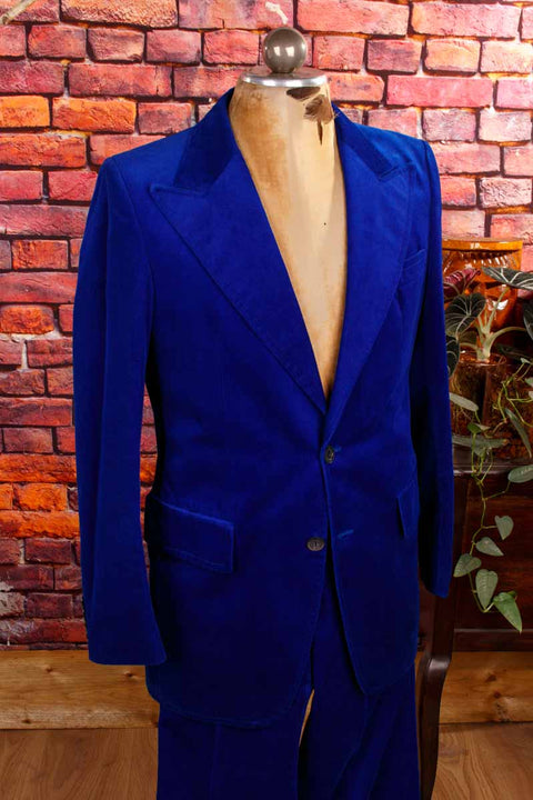 70s royalblau Samt Sakko