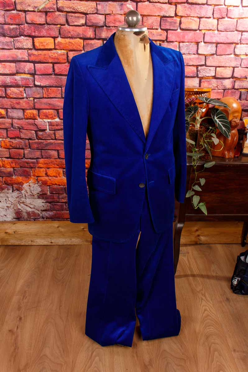 70s royalblau Samt Sakko