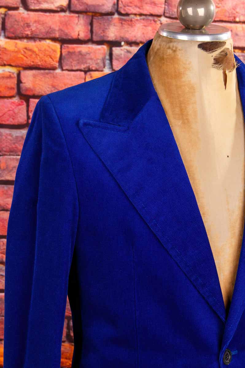 70s royalblau Samt Sakko