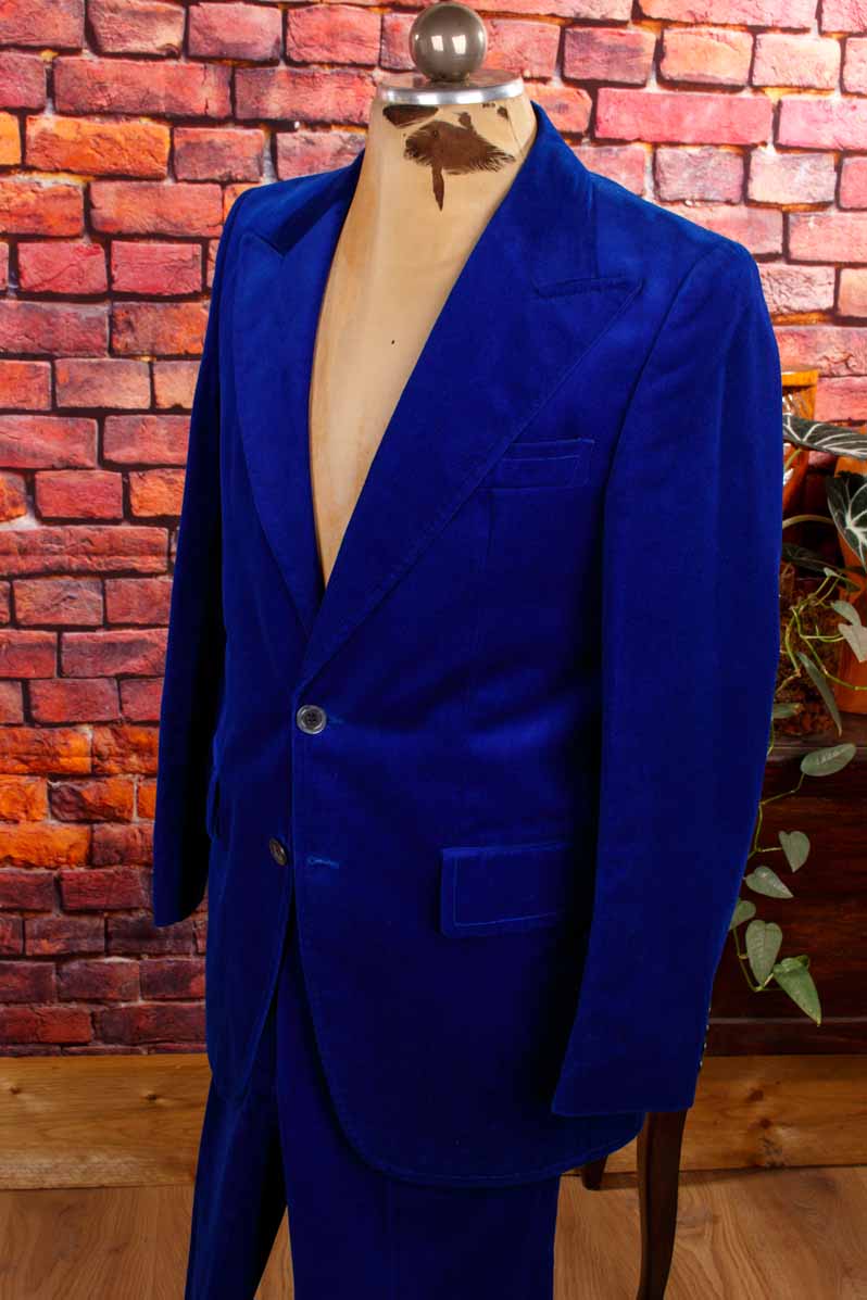 70s royalblau Samt Sakko