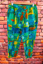 Vintage Caprihose grün bunt