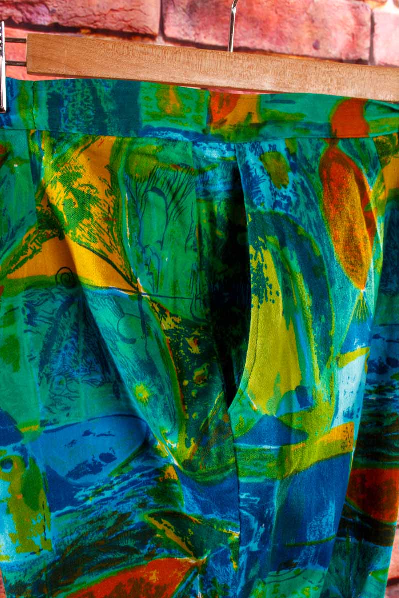 Vintage Caprihose grün bunt