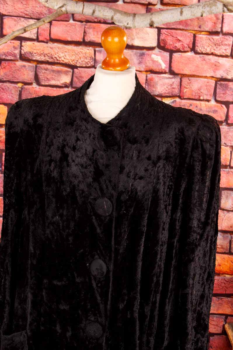 1920s Plüschfell Mantel schwarz