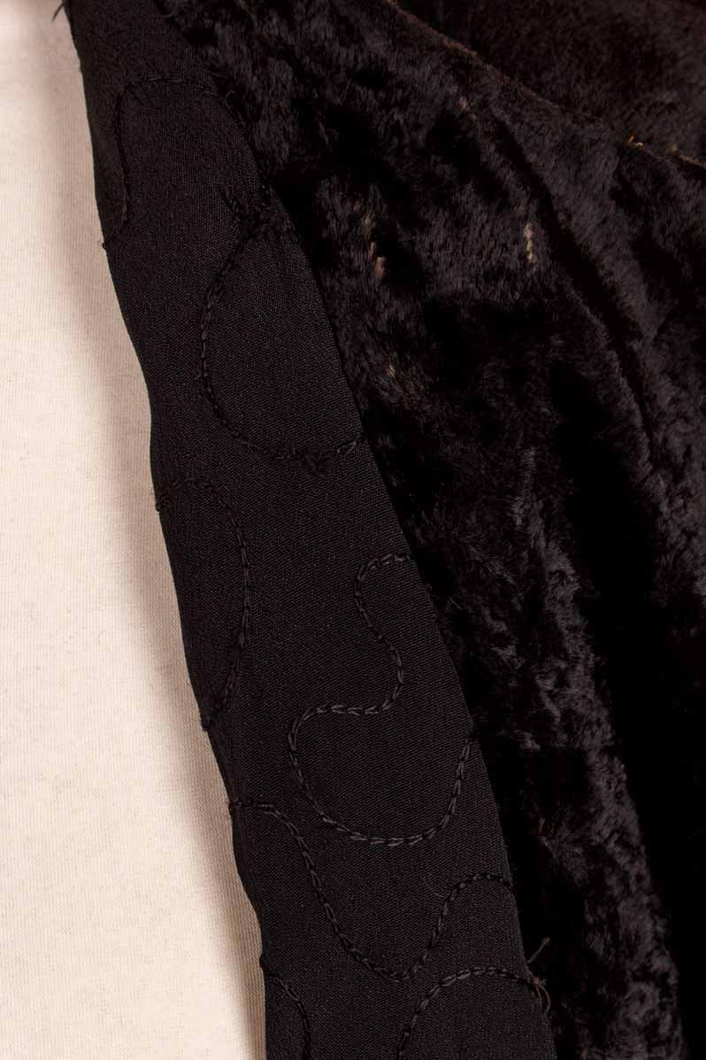 1920s Plüschfell Mantel schwarz