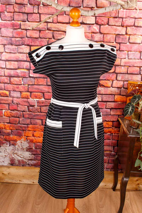 80s Stretch Sommerkleid Ringel