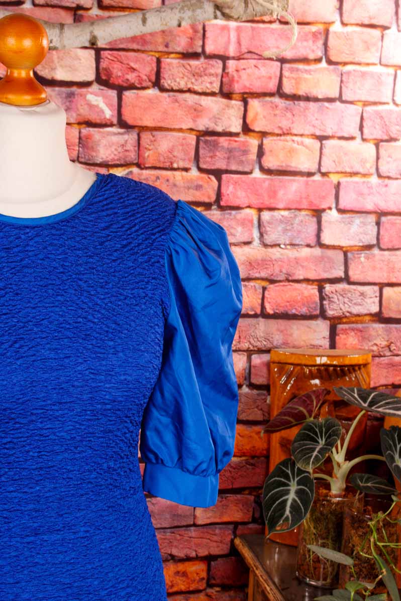80s Cocktailkleid blau Rüschen