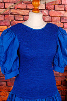 80s Cocktailkleid blau Rüschen