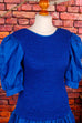 80s Cocktailkleid blau Rüschen