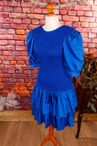 80s Cocktailkleid blau Rüschen