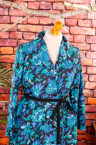 Nylon Morgenrock Morgenmantel Blumen