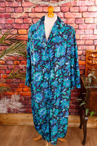 Nylon Morgenrock Morgenmantel Blumen