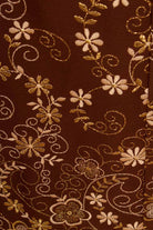 70s Schlagerkleid lang braun gold