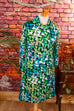 70s Stretchkleid grün blau Muster