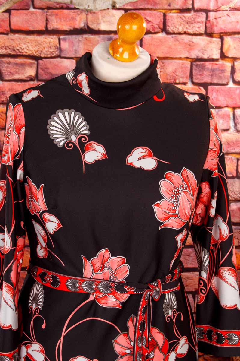 70s Disco Kleid schwarz rot