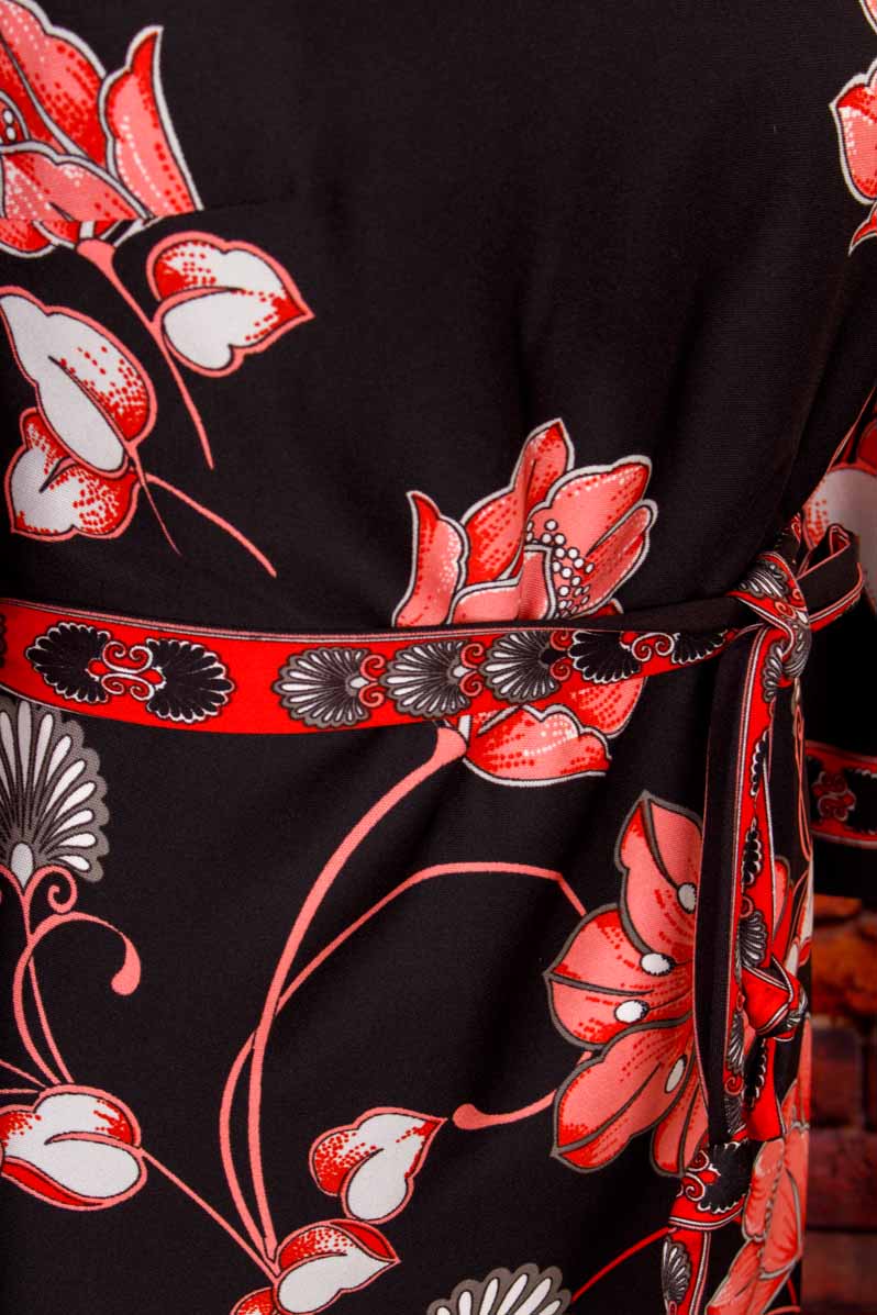 70s Disco Kleid schwarz rot