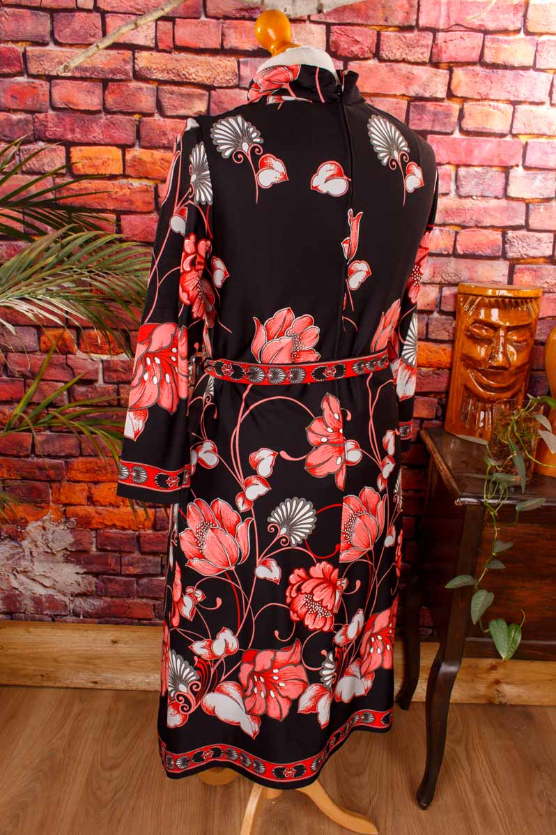 70s Disco Kleid schwarz rot