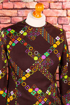 Vintage Schlagerkleid braun bunt