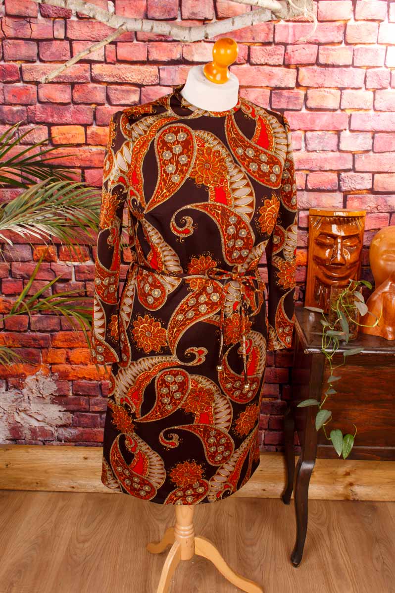 70s Discokleid orange Muster