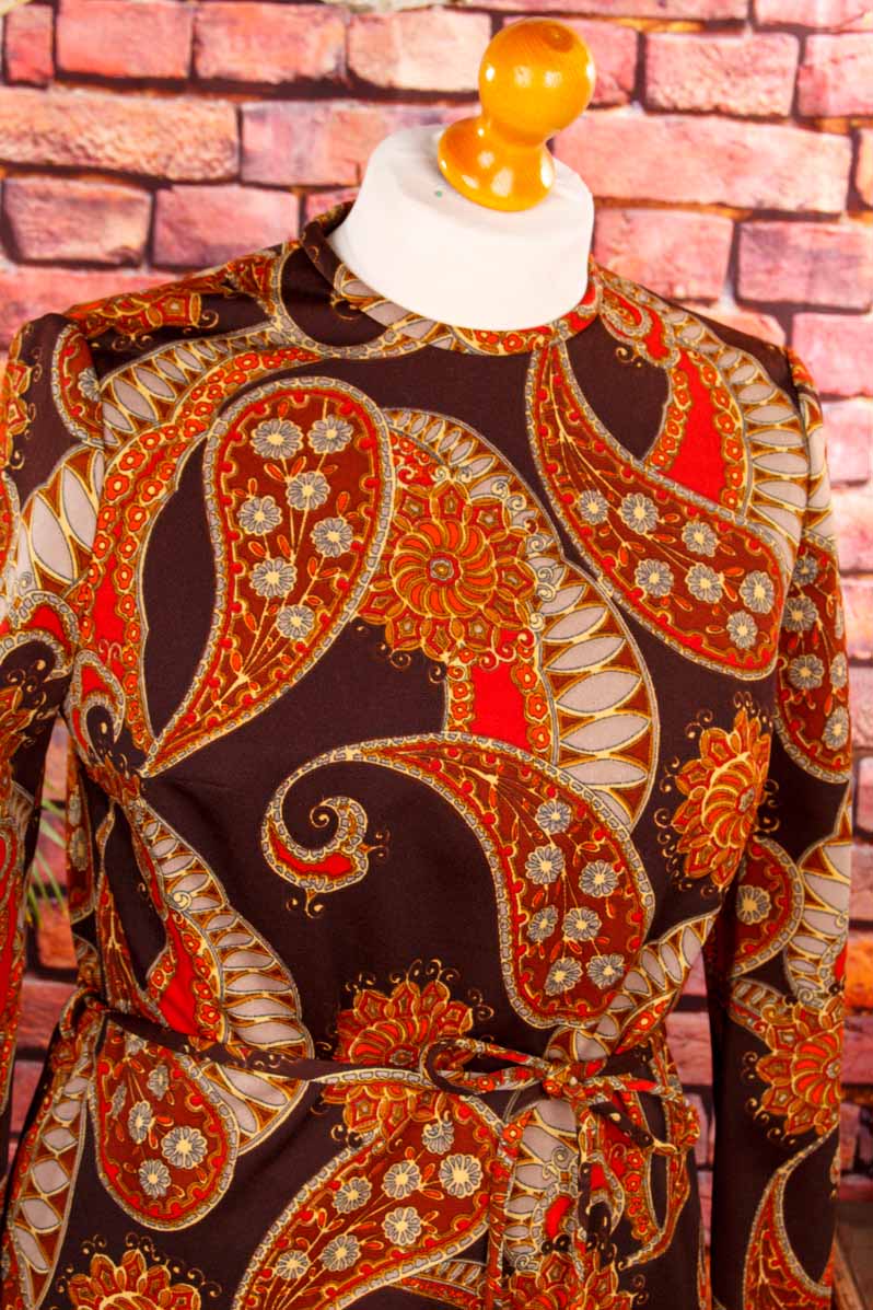 70s Discokleid orange Muster