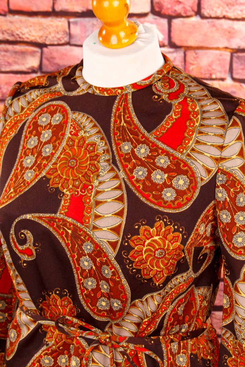 70s Discokleid orange Muster