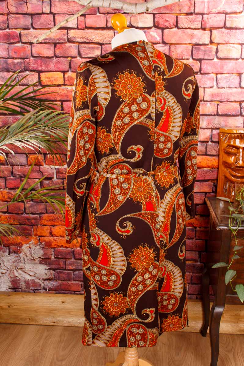 70s Discokleid orange Muster