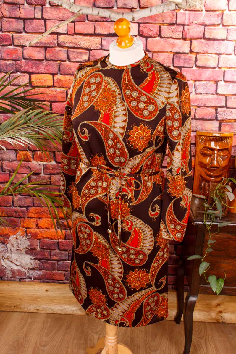 70s Discokleid orange Muster