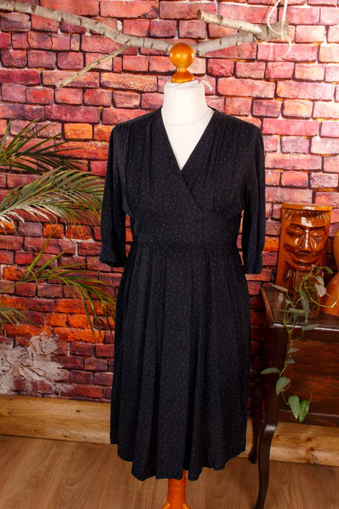 40er Jahre Kleid schwarz Tupfen
